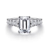 Piper - 14K White Gold Emerald Cut Diamond Engagement Ring - 0.78 ct