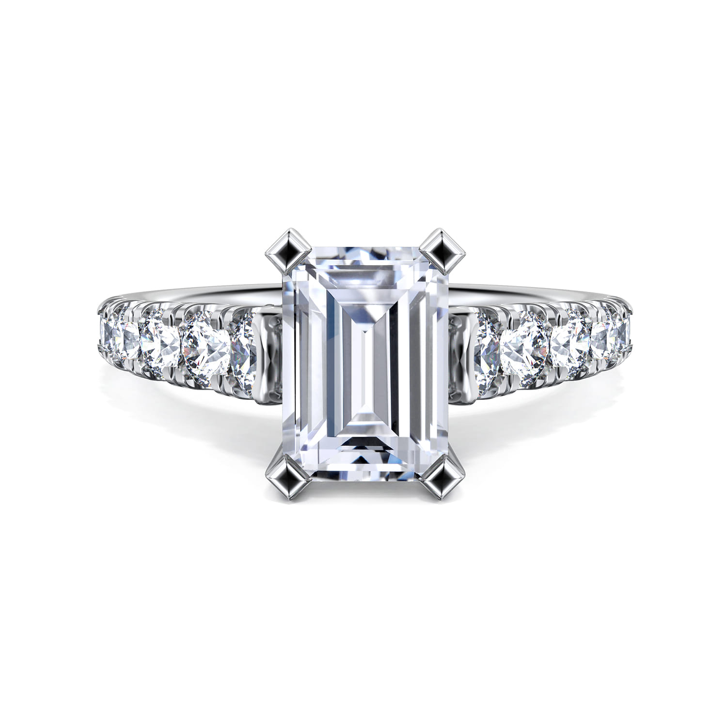 Piper - 14K White Gold Emerald Cut Diamond Engagement Ring - 0.78 ct - Shot 1