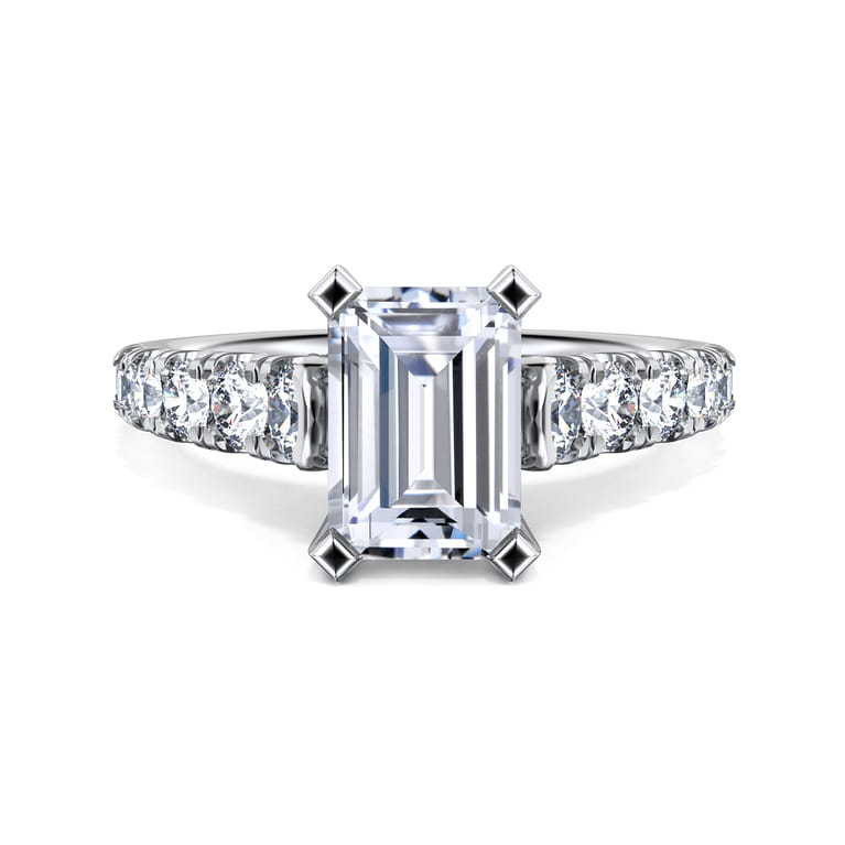 Piper - 14K White Gold Emerald Cut Diamond Engagement Ring - 0.78 ct - Shot 1