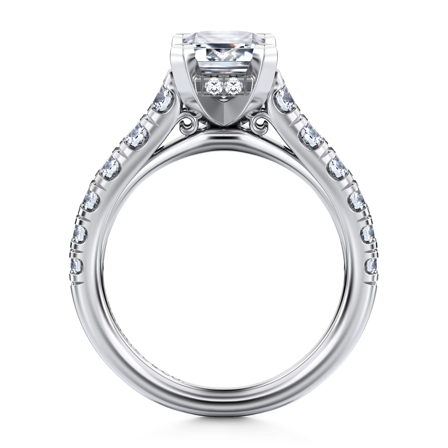 Piper - 14K White Gold Emerald Cut Diamond Engagement Ring - 0.78 ct - Shot 2