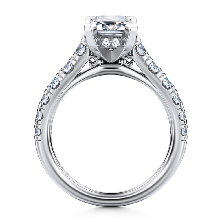 Piper - 14K White Gold Emerald Cut Diamond Engagement Ring - 0.78 ct - Shot 2