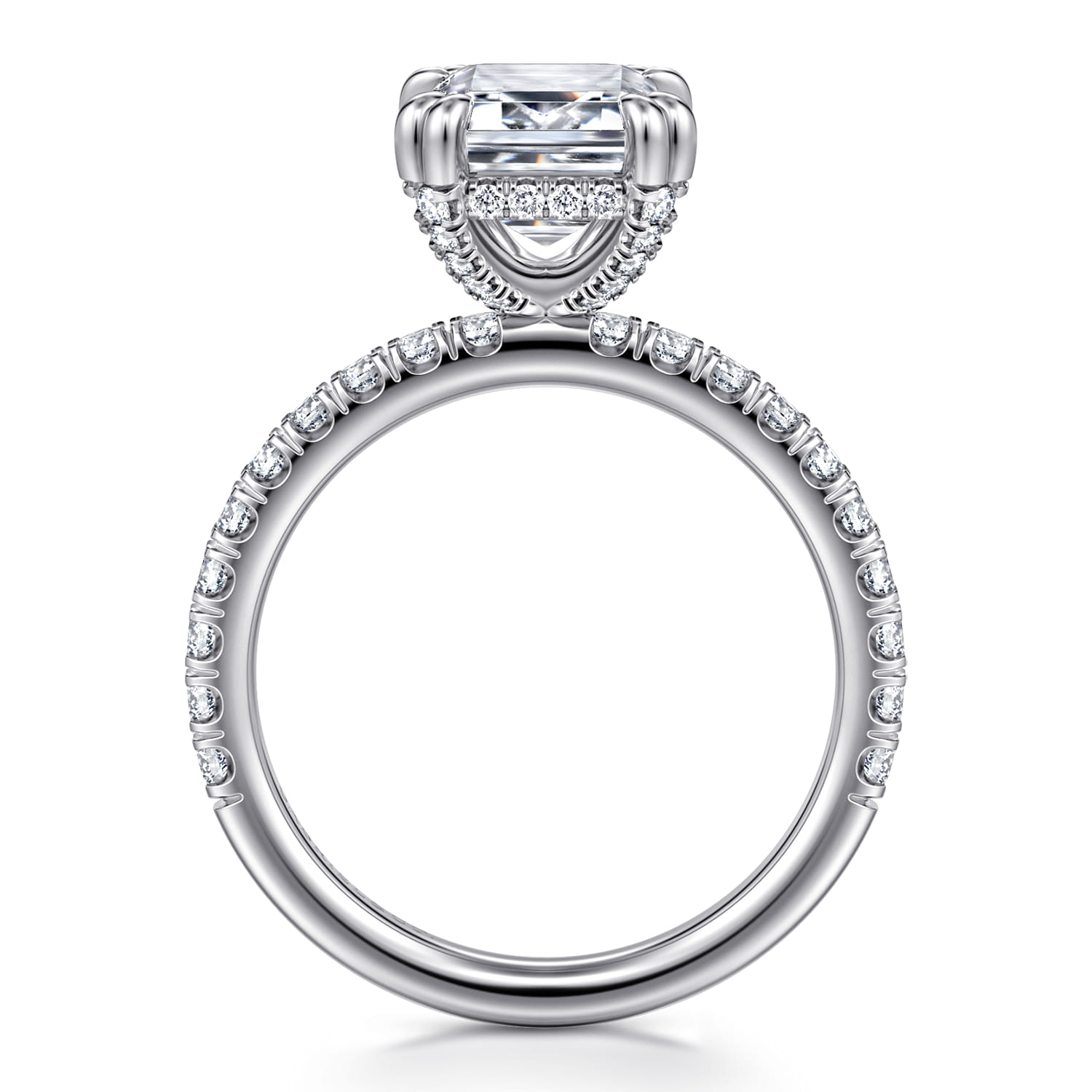 14K White Gold Emerald Cut Diamond Engagement Ring - 0.6 ct - Shot 2