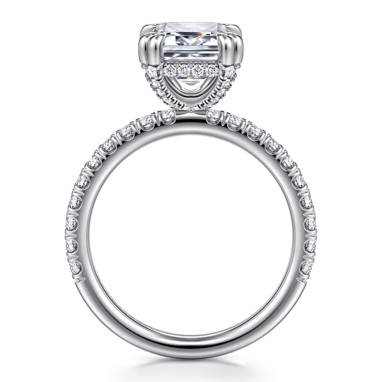 14K White Gold Emerald Cut Diamond Engagement Ring - 0.6 ct - Shot 2