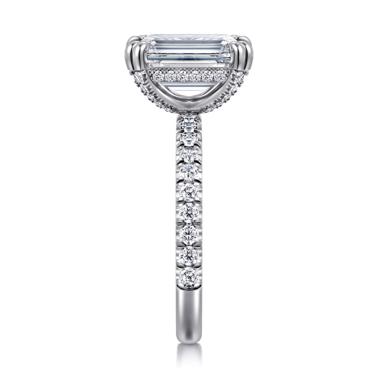 14K White Gold Emerald Cut Diamond Engagement Ring - 0.6 ct - Shot 4