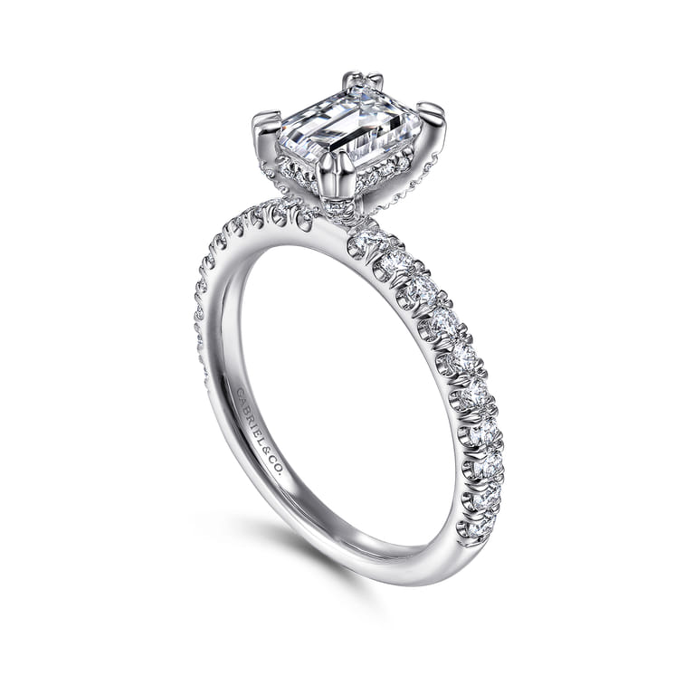 Amira - 14K White Gold Emerald Cut Diamond Engagement Ring - 0.51 ct - Shot 3
