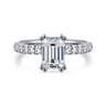 Amira - 14K White Gold Emerald Cut Diamond Engagement Ring - 0.53 ct