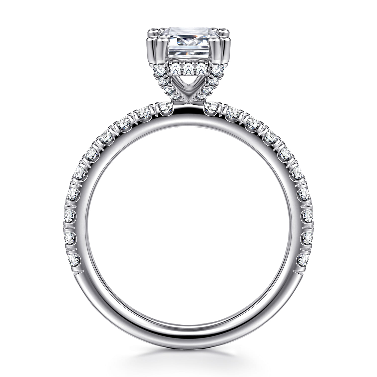 Amira - 14K White Gold Emerald Cut Diamond Engagement Ring - 0.53 ct - Shot 2