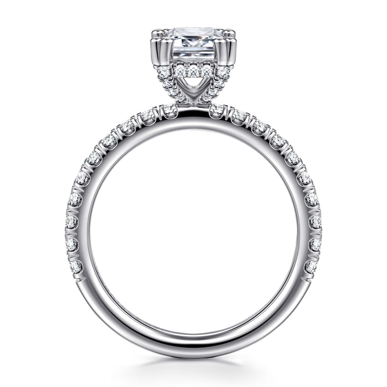 Amira - 14K White Gold Emerald Cut Diamond Engagement Ring - 0.53 ct - Shot 2