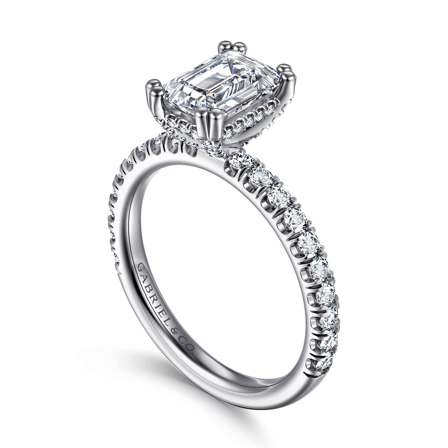 Amira - 14K White Gold Emerald Cut Diamond Engagement Ring - 0.53 ct - Shot 3