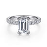 Amira - 14K White Gold Emerald Cut Diamond Engagement Ring - 0.55 ct