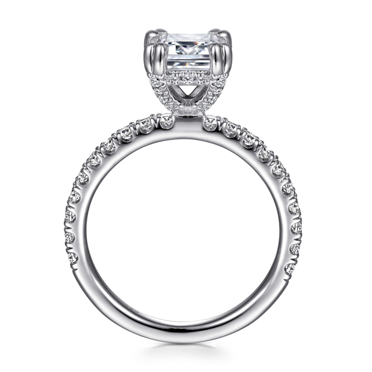Amira - 14K White Gold Emerald Cut Diamond Engagement Ring - 0.55 ct - Shot 2
