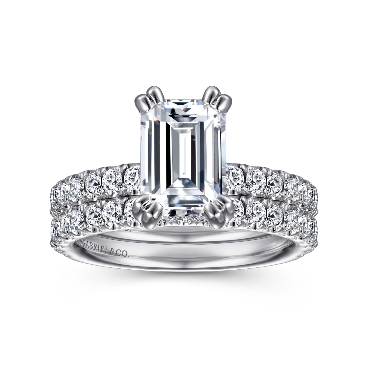 Amira - 14K White Gold Emerald Cut Diamond Engagement Ring - 0.55 ct - Shot 4