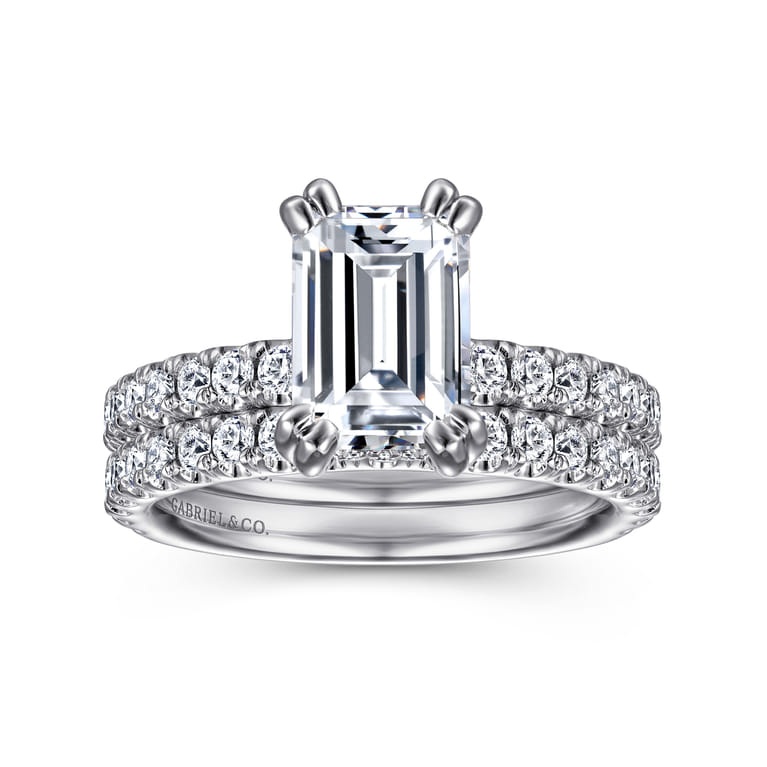 Amira - 14K White Gold Emerald Cut Diamond Engagement Ring - 0.55 ct - Shot 4