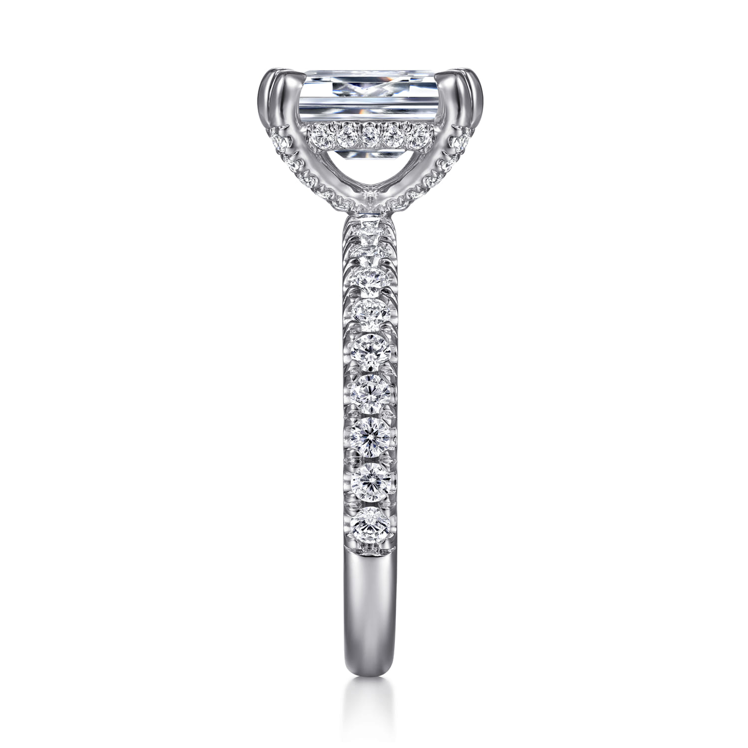Amira - 14K White Gold Emerald Cut Diamond Engagement Ring - 0.55 ct - Shot 5