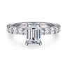 Brosnan - 14K White Gold Emerald Cut Diamond Engagement Ring - 1.1 ct