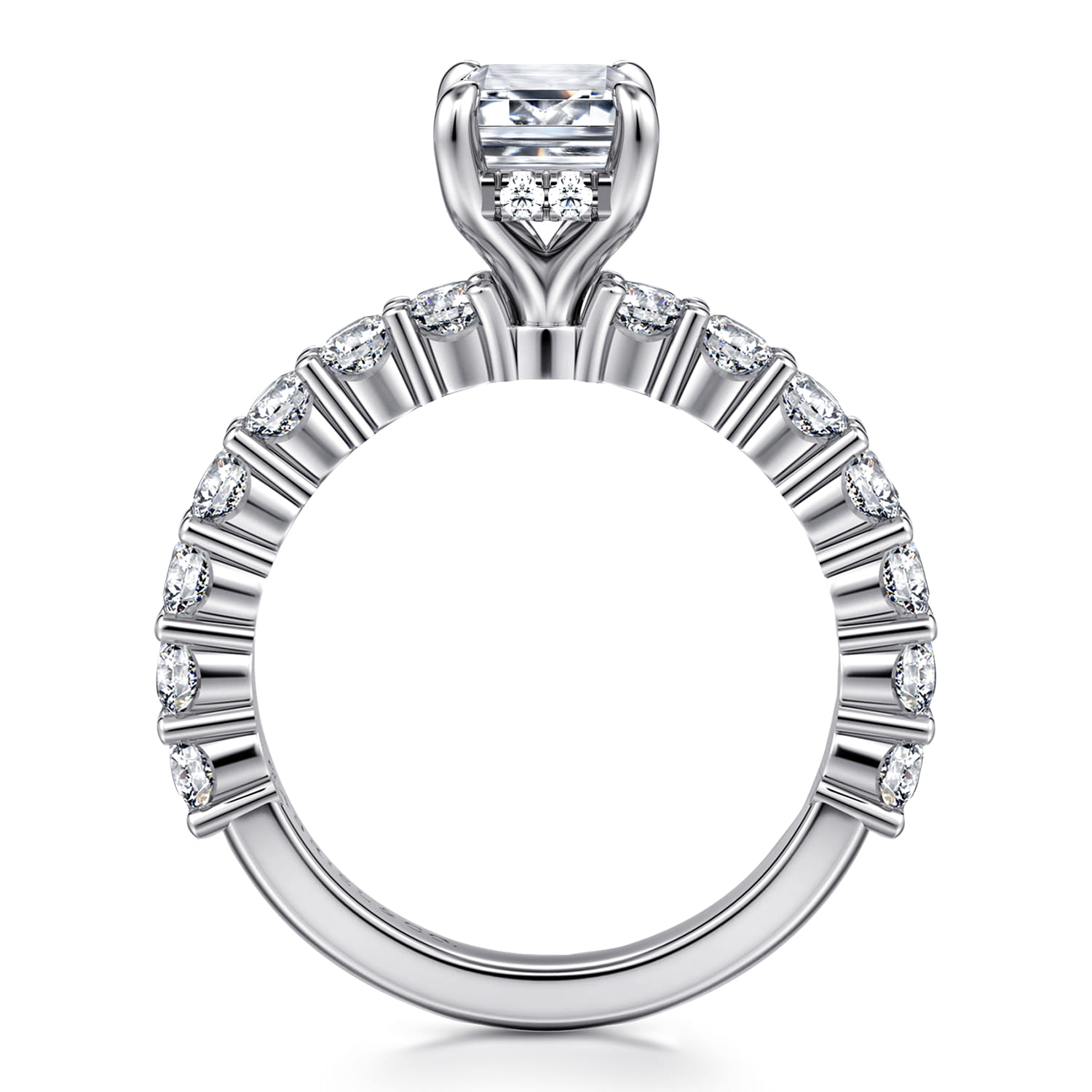 Brosnan - 14K White Gold Emerald Cut Diamond Engagement Ring - 1.1 ct - Shot 2