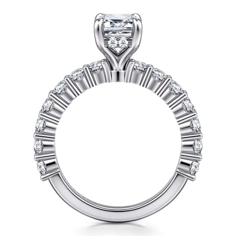 Brosnan - 14K White Gold Emerald Cut Diamond Engagement Ring - 1.1 ct - Shot 2