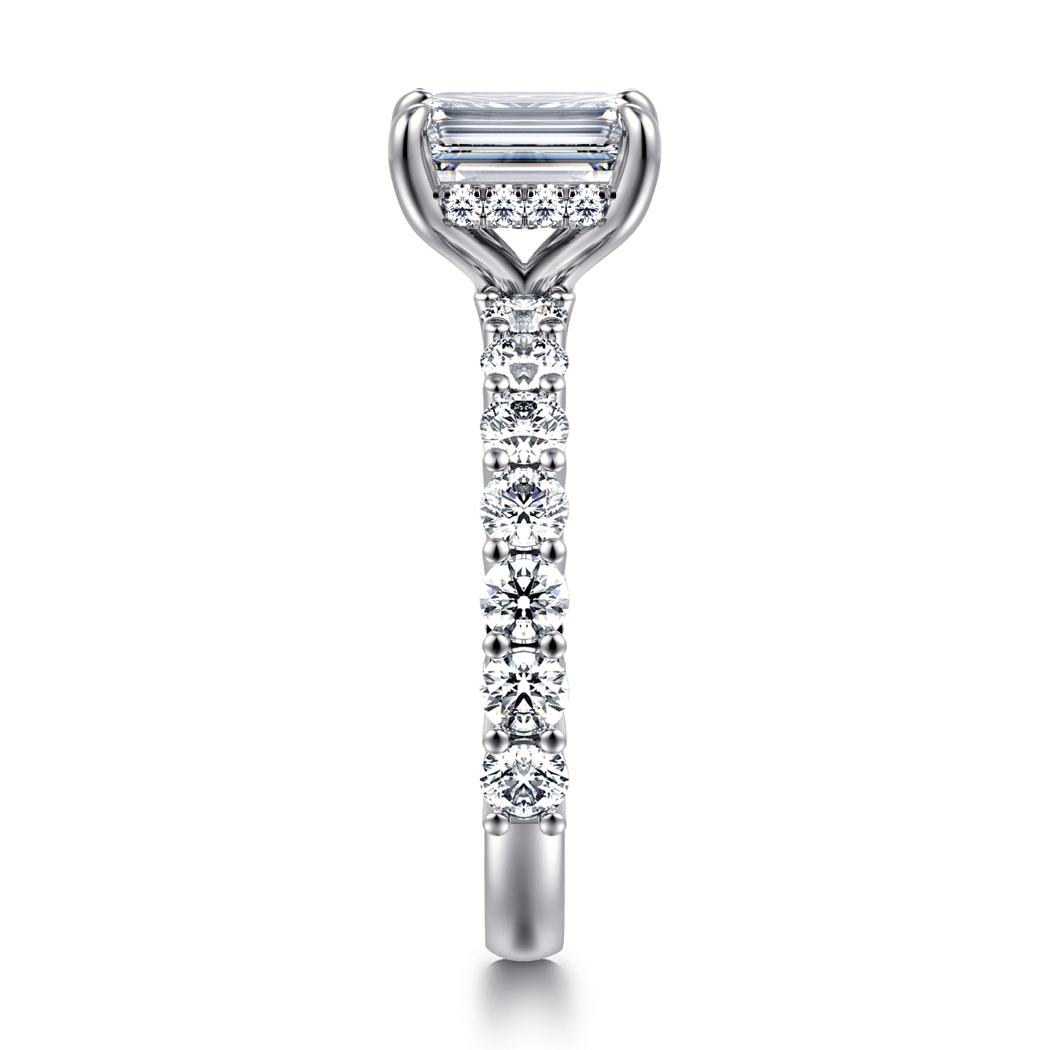 Brosnan - 14K White Gold Emerald Cut Diamond Engagement Ring - 1.1 ct - Shot 4