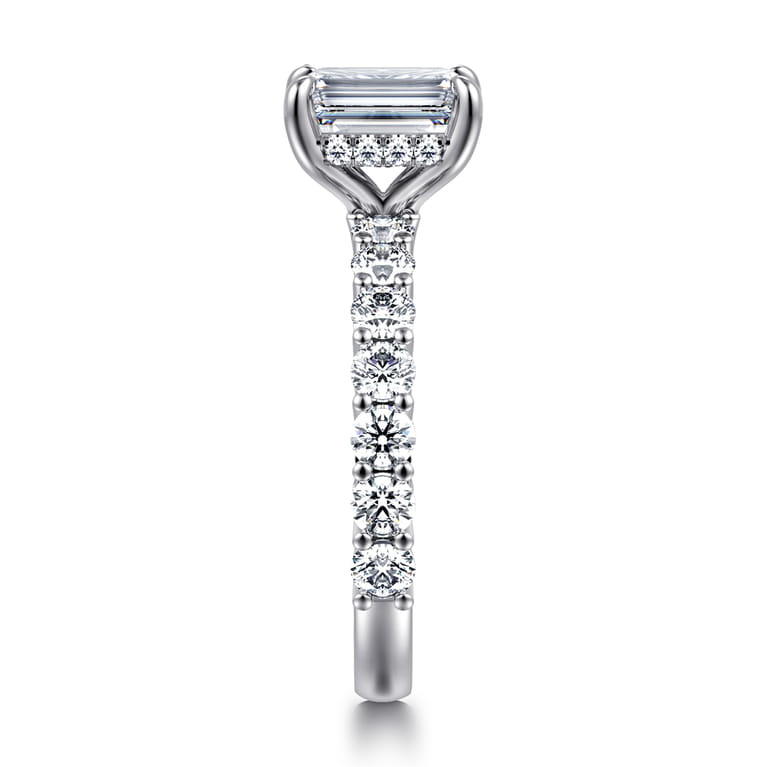 Brosnan - 14K White Gold Emerald Cut Diamond Engagement Ring - 1.1 ct - Shot 4