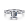 Amata - 14K White Gold Emerald Cut Diamond Engagement Ring - 0.15 ct
