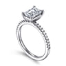 Amata - 14K White Gold Emerald Cut Diamond Engagement Ring - 0.15 ct