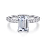Amata - 14K White Gold Emerald Cut Diamond Engagement Ring - 0.14 ct