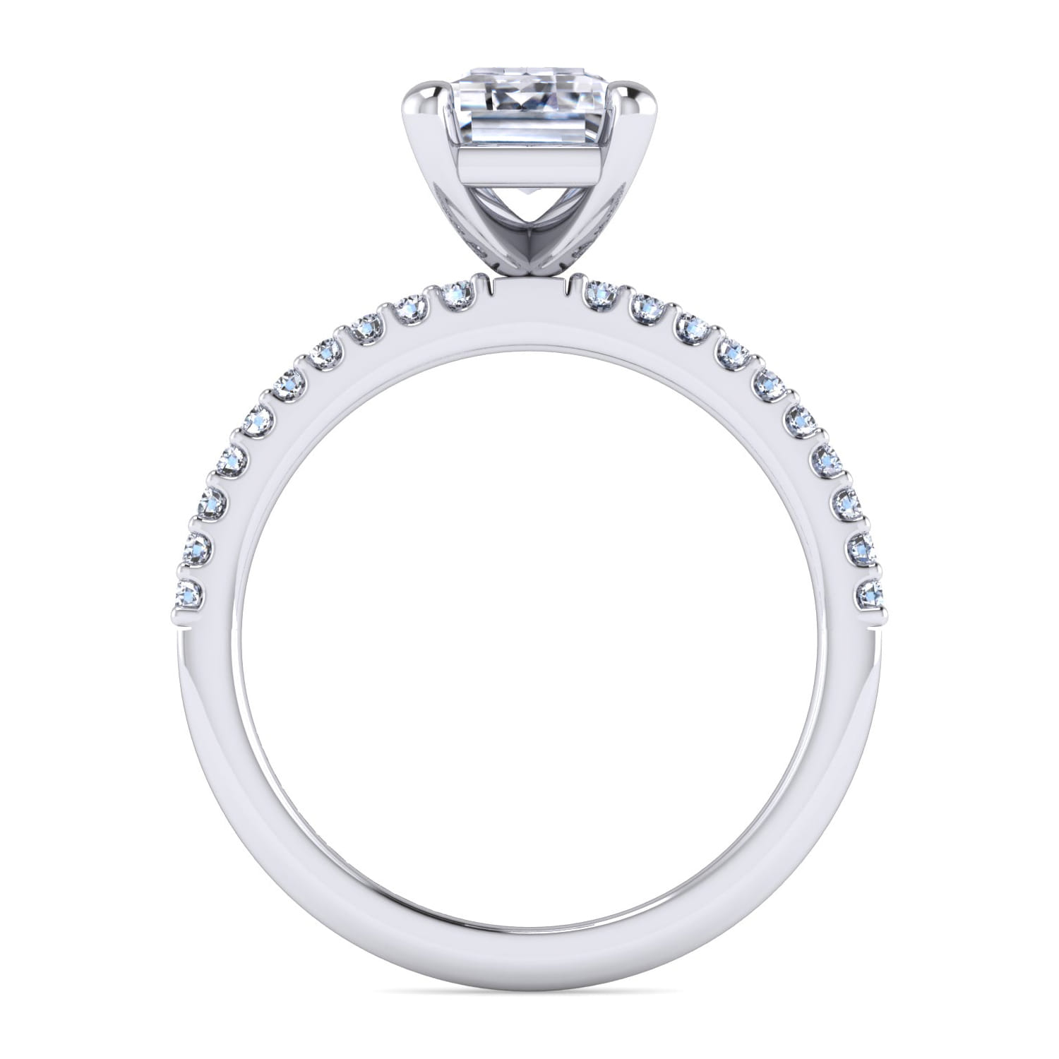 Amata - 14K White Gold Emerald Cut Diamond Engagement Ring - 0.14 ct - Shot 2