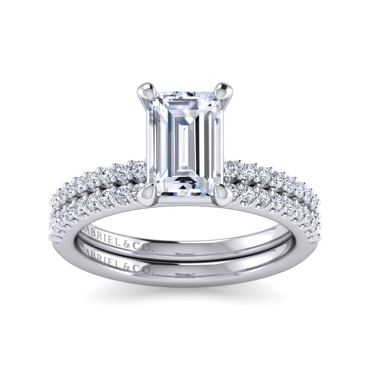 Amata - 14K White Gold Emerald Cut Diamond Engagement Ring - 0.14 ct - Shot 4