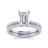 Amata - 14K White Gold Emerald Cut Diamond Engagement Ring - 0.14 ct