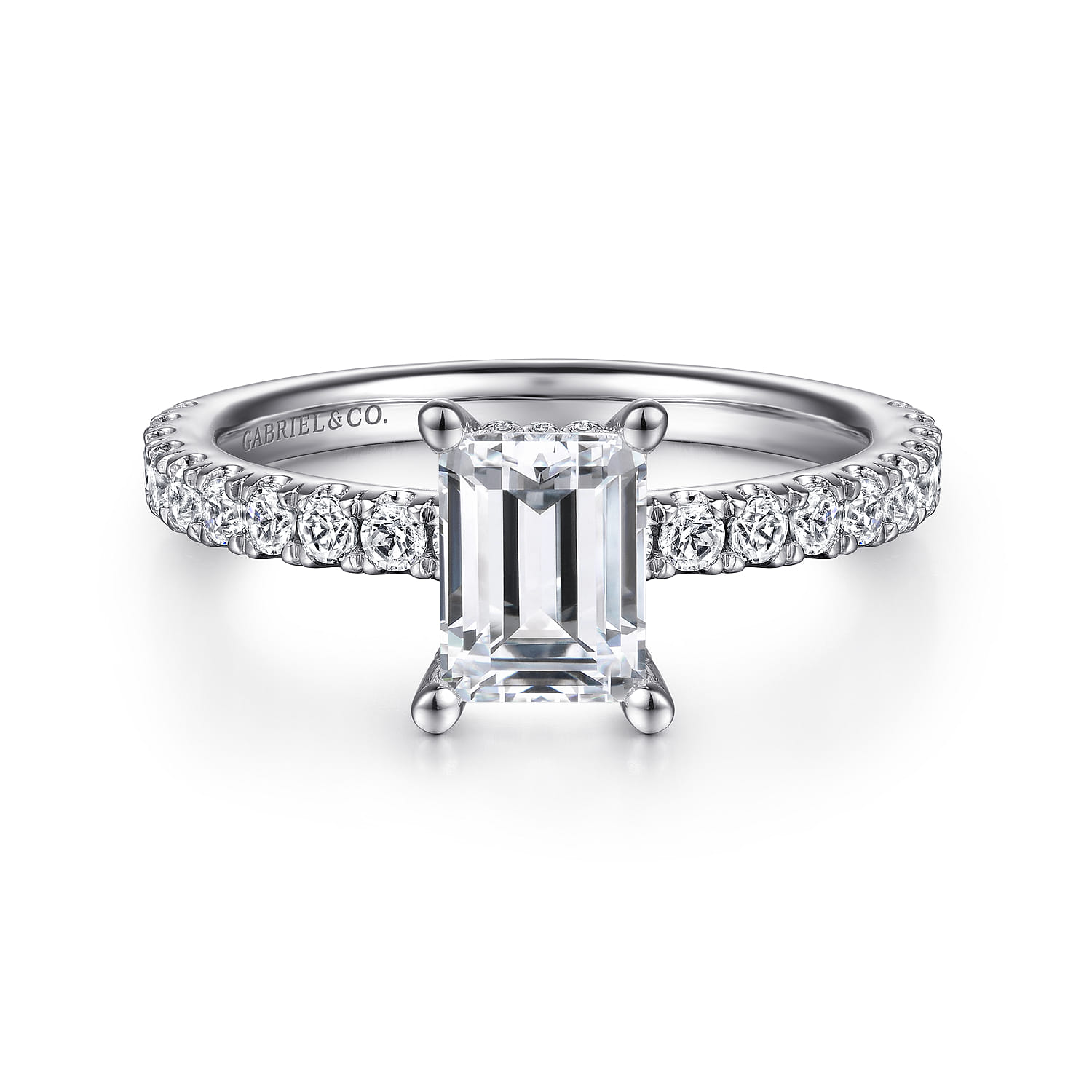 Ulani - 14K White Gold Emerald Cut Diamond Engagement Ring - 0.5 ct - Shot 1