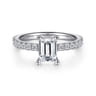 Ulani - 14K White Gold Emerald Cut Diamond Engagement Ring - 0.5 ct
