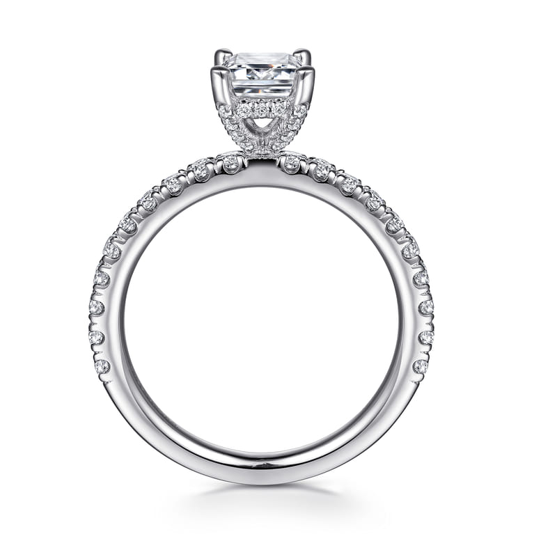 Ulani - 14K White Gold Emerald Cut Diamond Engagement Ring - 0.5 ct - Shot 2