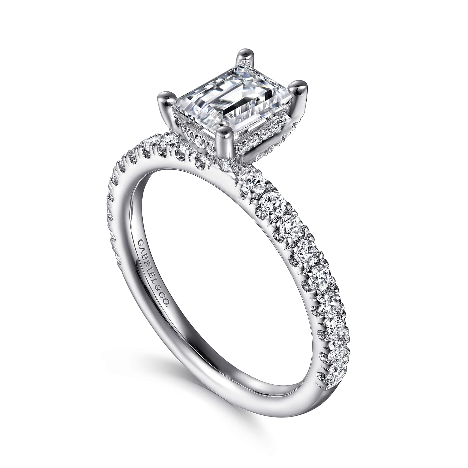 Ulani - 14K White Gold Emerald Cut Diamond Engagement Ring - 0.5 ct - Shot 3