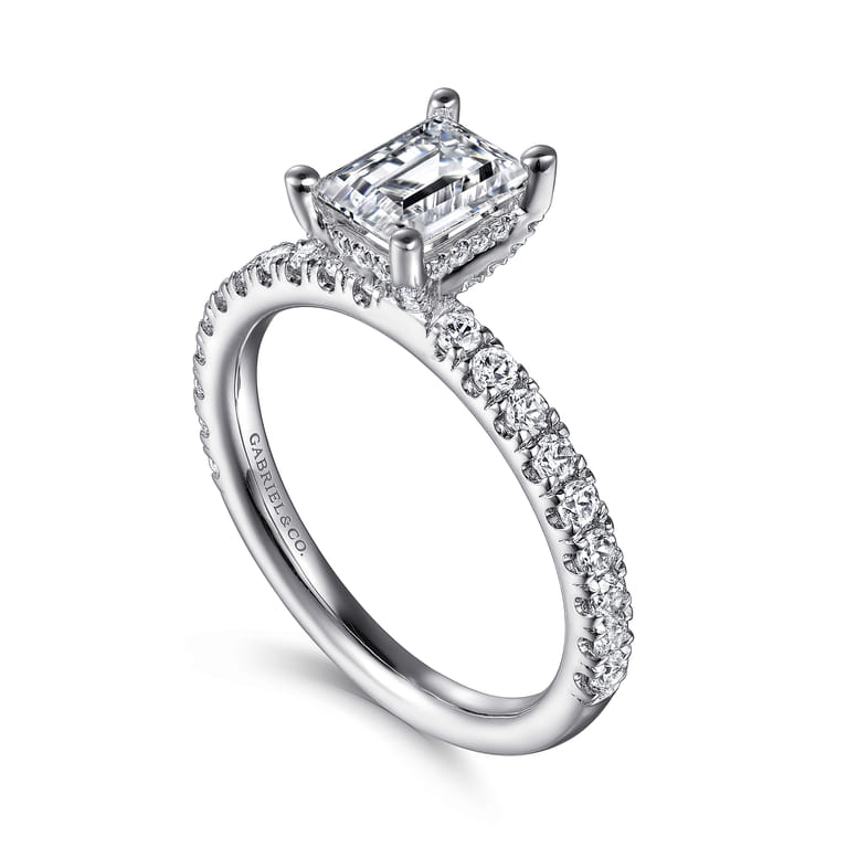 Ulani - 14K White Gold Emerald Cut Diamond Engagement Ring - 0.5 ct - Shot 3