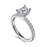 Ulani - 14K White Gold Emerald Cut Diamond Engagement Ring - 0.5 ct