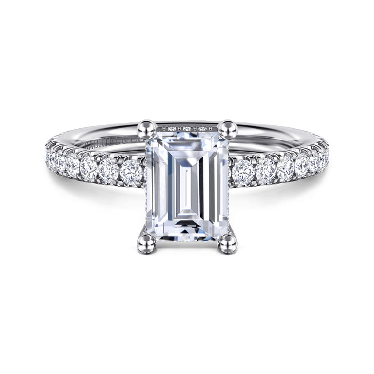 Ulani - 14K White Gold Emerald Cut Diamond Engagement Ring - 0.51 ct - Shot 1