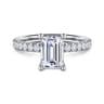 Ulani - 14K White Gold Emerald Cut Diamond Engagement Ring - 0.51 ct