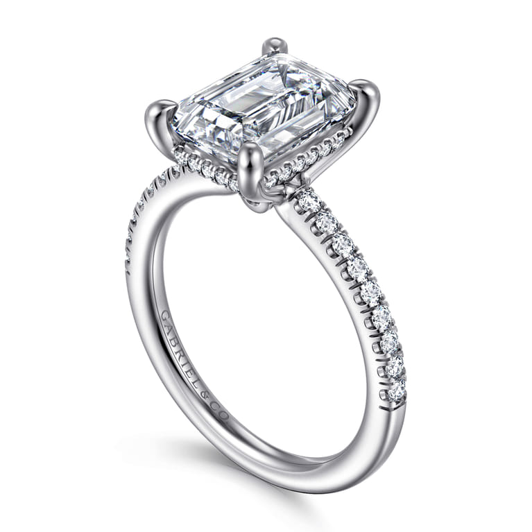 Broderick - 14K White Gold Emerald Cut Diamond Engagement Ring - 0.28 ct - Shot 3