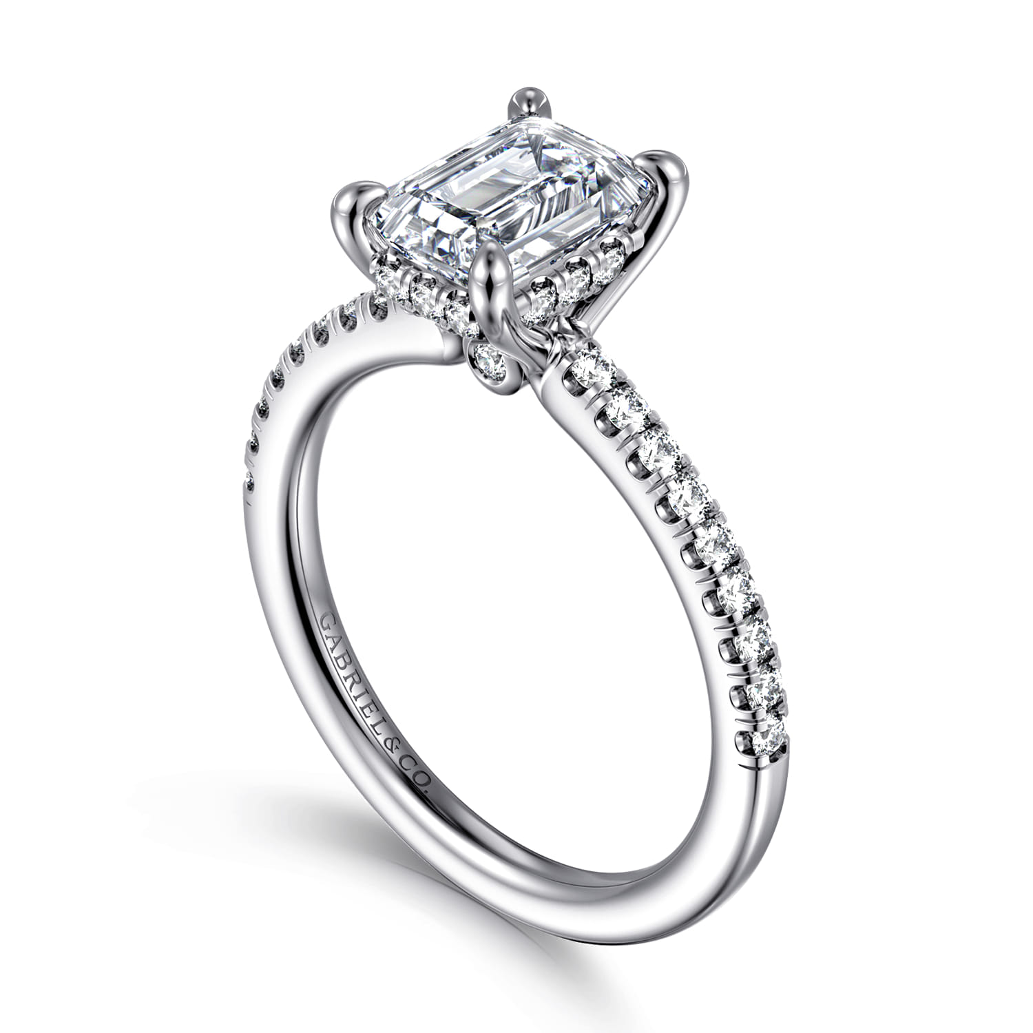 Broderick - 14K White Gold Emerald Cut Diamond Engagement Ring - 0.3 ct - Shot 3