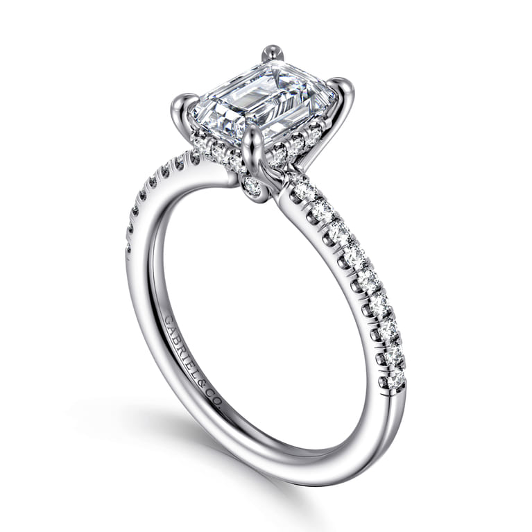 Broderick - 14K White Gold Emerald Cut Diamond Engagement Ring - 0.3 ct - Shot 3