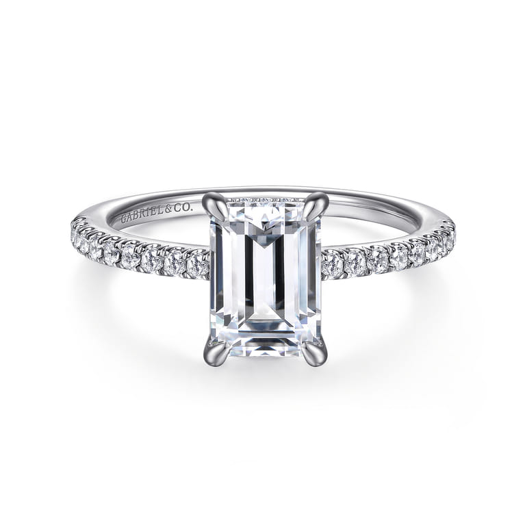 Broderick - 14K White Gold Emerald Cut Diamond Engagement Ring - 0.31 ct - Shot 1
