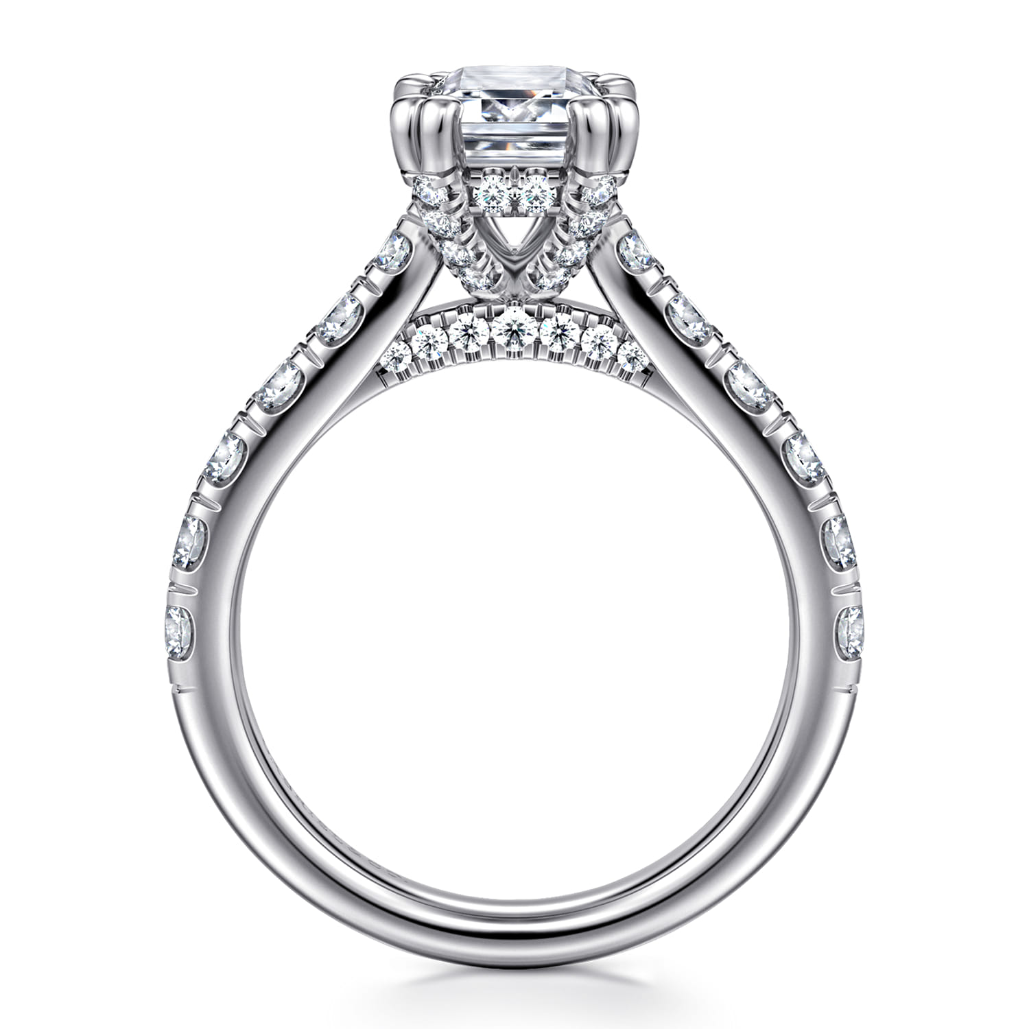 Sarita - 14K White Gold Emerald Cut Diamond Engagement Ring - 0.95 ct - Shot 2
