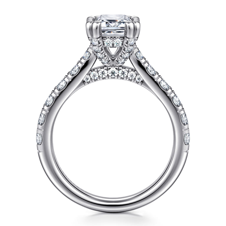 Sarita - 14K White Gold Emerald Cut Diamond Engagement Ring - 0.95 ct - Shot 2