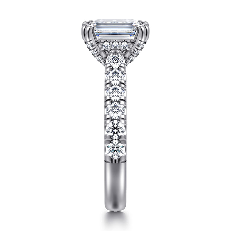 Sarita - 14K White Gold Emerald Cut Diamond Engagement Ring - 0.95 ct - Shot 4