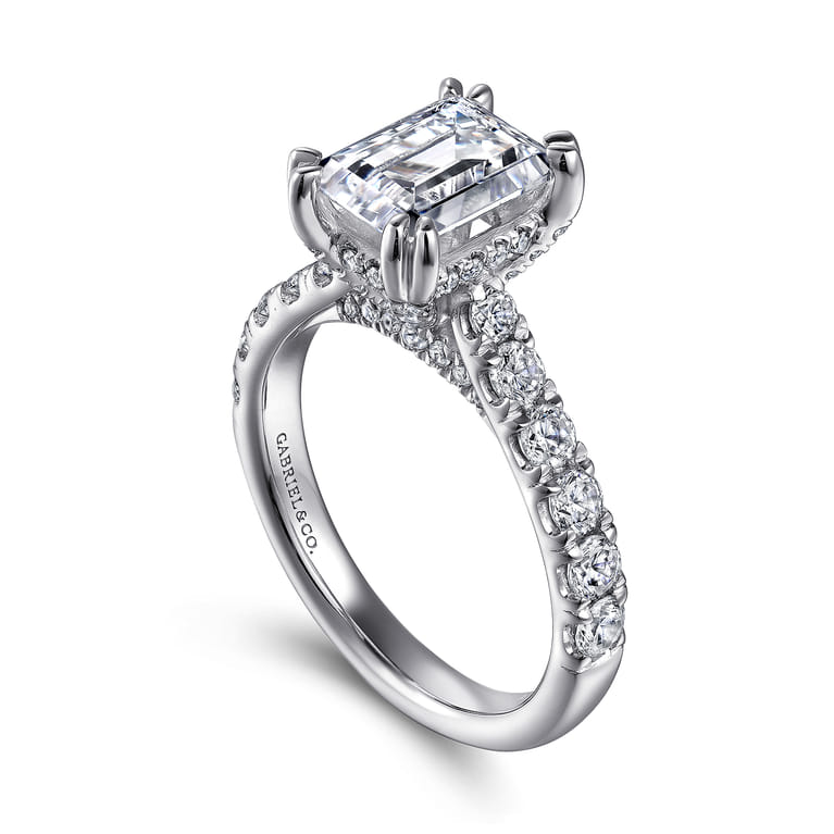 Sarita - 14K White Gold Emerald Cut Diamond Engagement Ring - 0.95 ct - Shot 3
