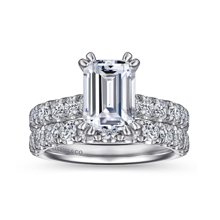 Sarita - 14K White Gold Emerald Cut Diamond Engagement Ring - 0.95 ct - Shot 4