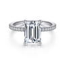 Evelyn - 14K White Gold Emerald Cut Diamond Engagement Ring - 0.18 ct