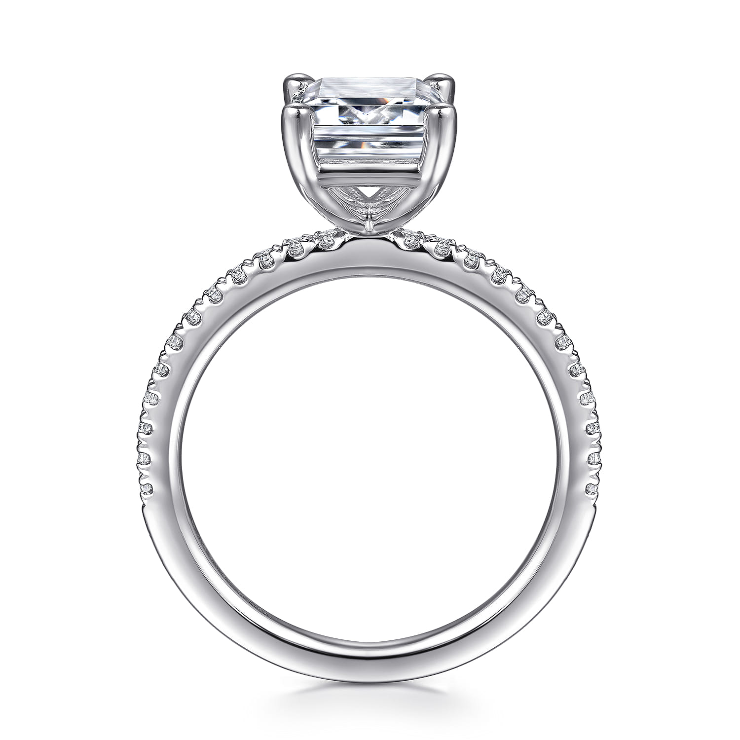 Evelyn - 14K White Gold Emerald Cut Diamond Engagement Ring - 0.18 ct - Shot 2