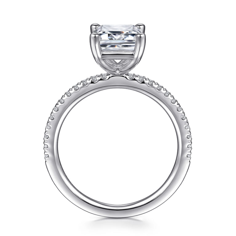 Evelyn - 14K White Gold Emerald Cut Diamond Engagement Ring - 0.18 ct - Shot 2