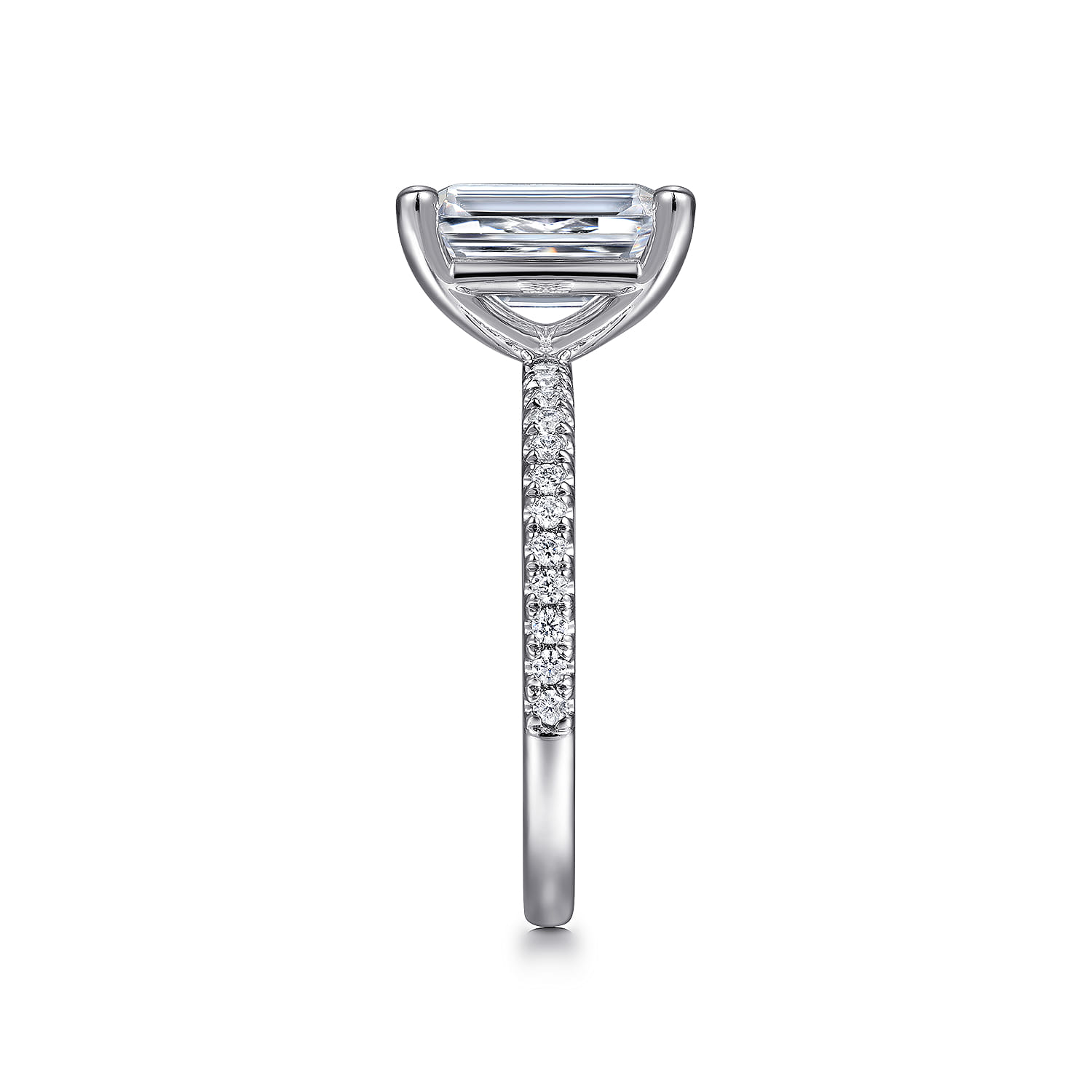 Evelyn - 14K White Gold Emerald Cut Diamond Engagement Ring - 0.18 ct - Shot 4